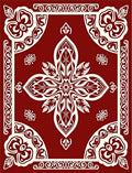 Crimson Floral Medallion Lattice Rug