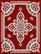 Crimson Floral Medallion Lattice Rug