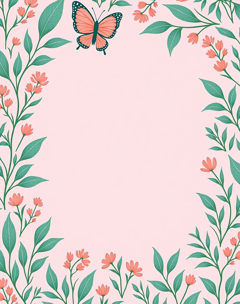 Coral Butterfly Botanical Garden Rug