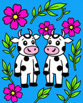 Playful Pink Flowers Cow Companions Rug