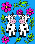 Playful Pink Flowers Cow Companions Rug