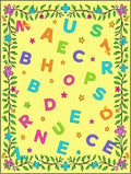 Yellow ABC Floral Border Rug