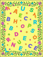 Yellow ABC Floral Border Rug