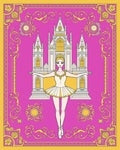 Ornate Ballet Castle With Pink Background Rug