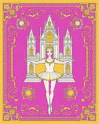 Ornate Ballet Castle With Pink Background Rug