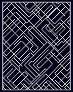 Navy White Interconnected Lines Rug