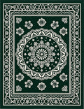 Deep Green Medallion Floral Border Rug