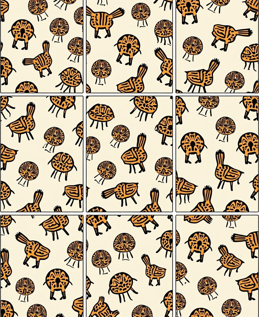 Tribal Animal Circle Figures Rug