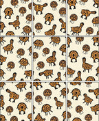 Tribal Animal Circle Figures Rug