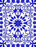 Vibrant Blue Floral Mandala Scrollwork Rug
