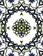 Navy Olive Green Radial Mandala Rug
