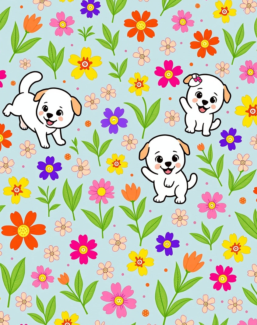 Joyful Puppy Floral Garden Rug