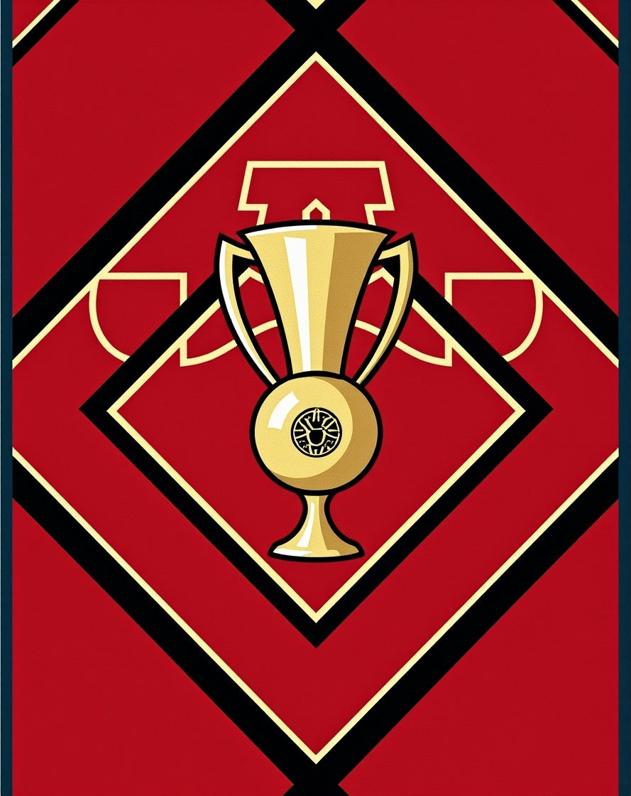 Golden Trophy Red Geometric Diamond Rug