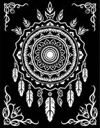 Monochromatic White Dreamcatcher Mandala Rug