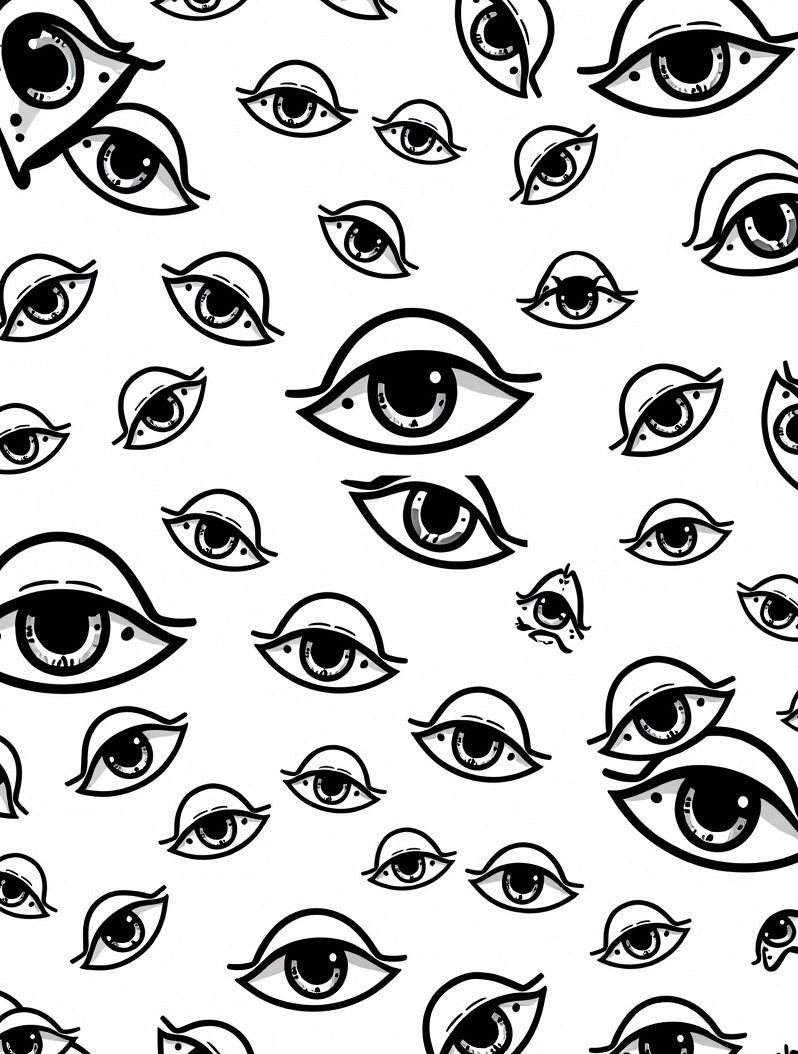 Black and White Open Eye Collage Rug