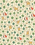 Whimsical Puppies Green Foliage Acorn Scene Rug