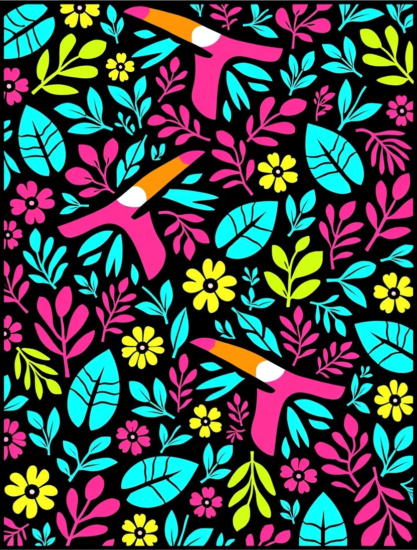 Vibrant Toucan Tropical Foliage Rug