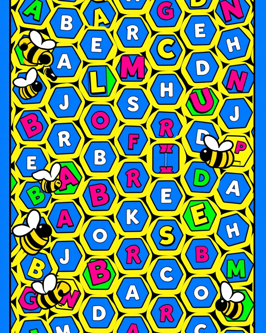 Busy Bee Alphabet Hexagon Rug