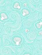 Aqua White Seashell Swirls Rug