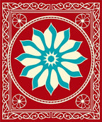 Crimson Flower Ivory Teal Accents Rug