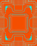 Bright Orange Circuit Board Geometric Rug