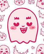 Cute Pink Ghost Heart Eyes Collection Rug