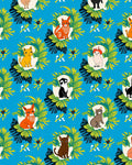Whimsical Blue Feline Tropical Arrangement Rug