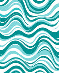 Ocean Blue Abstract Wave Rug