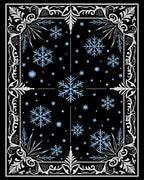 Winter Snowflake Border Black Rug