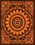 Vibrant Orange Floral Mandala Swirl Rug