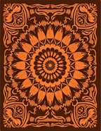 Vibrant Orange Floral Mandala Swirl Rug