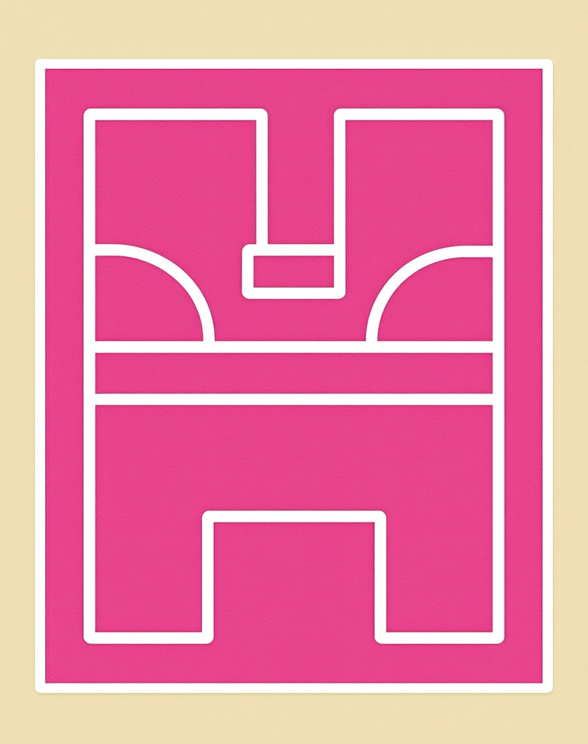 Bold Pink Geometric Abstract Shape Rug