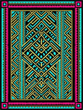Bold Pink Turquoise Geometric Maze Rug