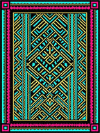 Bold Pink Turquoise Geometric Maze Rug