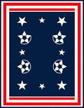 Navy White Red Star Soccer Border Rug