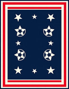 Navy White Red Star Soccer Border Rug