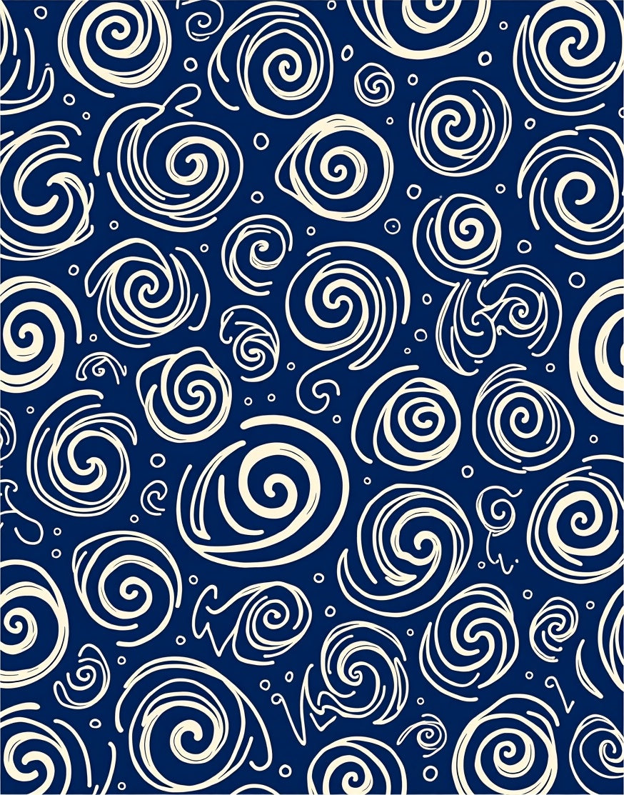 Navy Spiral Swirl Whimsical Abstract Rug