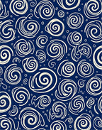 Navy Spiral Swirl Whimsical Abstract Rug