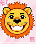 Cheery orange lion face pink background Rug