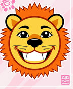 Cheery orange lion face pink background Rug
