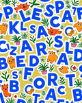 Whimsical Alphabet Cats Botanical Play Rug