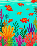 Vibrant Coral Reef Fish Flock Rug