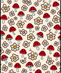 Whimsical Red Mushroom Flower Arrangement Rug