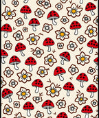 Whimsical Red Mushroom Flower Arrangement Rug