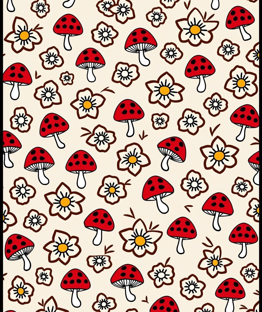 Whimsical Red Mushroom Flower Arrangement Rug