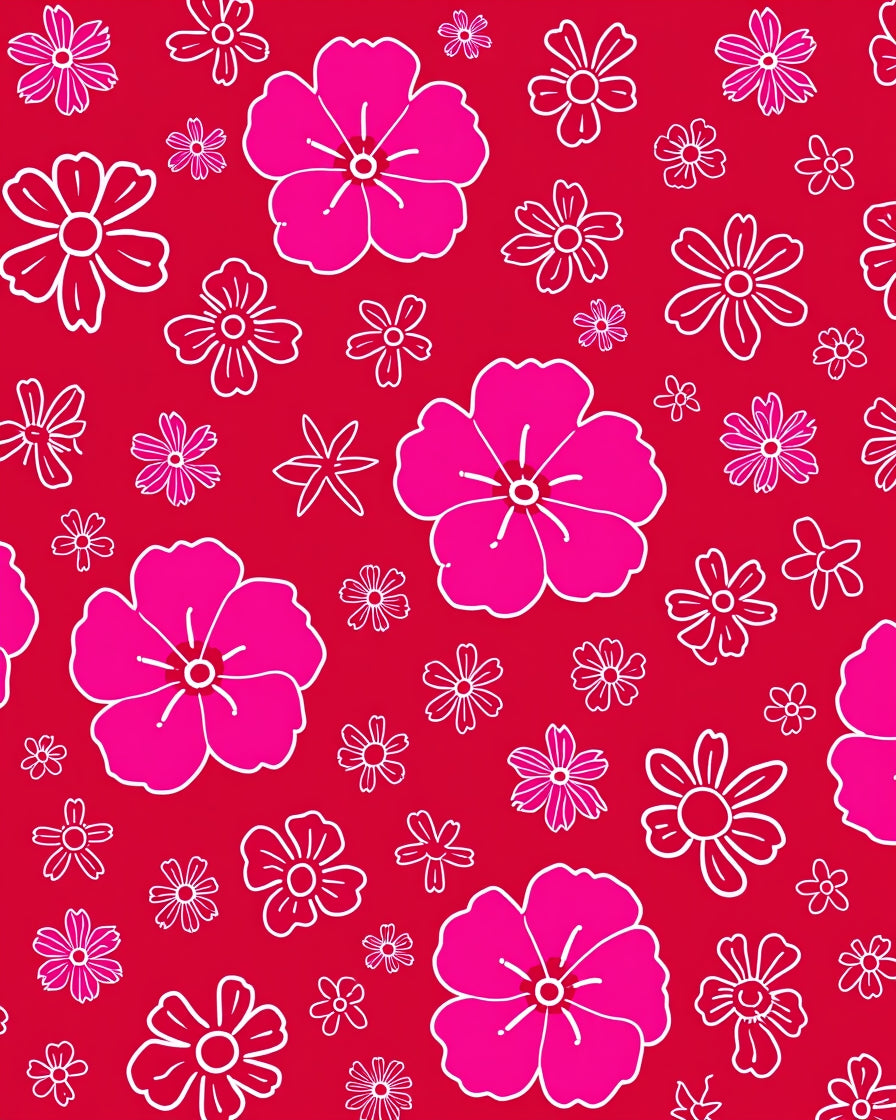 Vibrant Pink Floral Scatter Rug