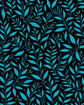 Bright Teal Foliage on Black Background Rug