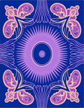 Indigo Violet Abstract Swirl Medallion Rug