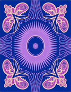 Indigo Violet Abstract Swirl Medallion Rug
