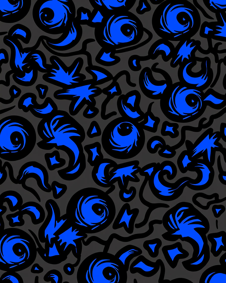 Electric Blue Abstract Swirls Rug